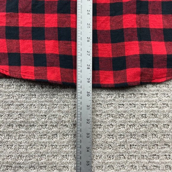 Denim & Flower Shirt Men Medium M Red Black Lumberjack Checkered Button Down - Picture 10 of 10